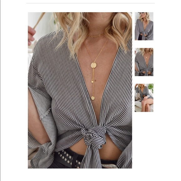 LAST 2️⃣ Madison Striped Wrap Top - Picture 5 of 8